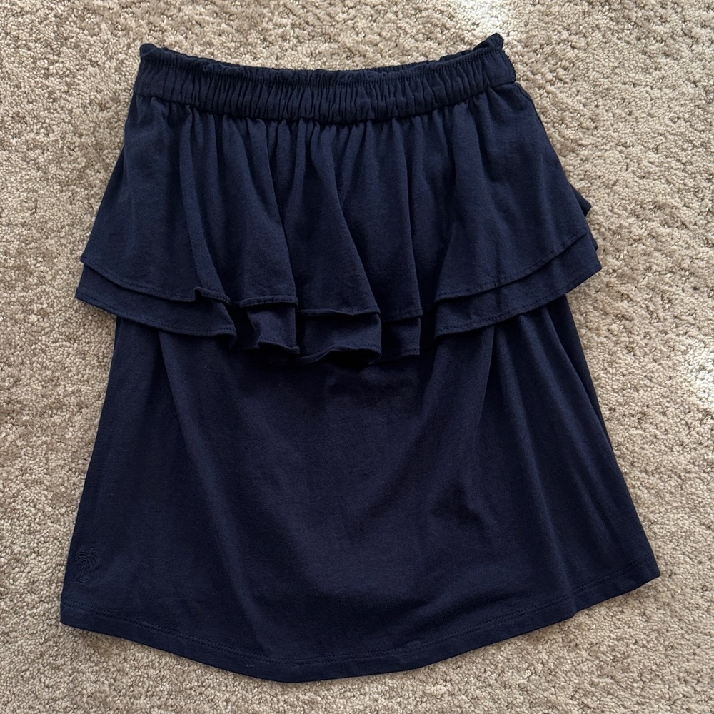 Elegant Navy Blue ruffled tubed top Lily Pulitzer